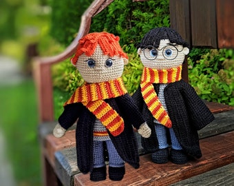 Amigurumi Cute Boys Wizards 2in1, Crocheted Doll Pattern, Вest friend toy pdf English tutorial