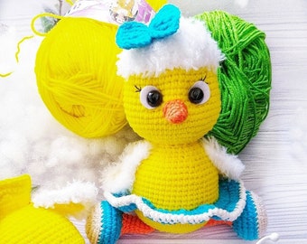 Crochet Chicken Pattern, Crochet Easter decor, Amigurumi pattern Little Chicken, PDF in english