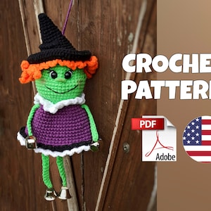 CROCHET PATTERN witch, witch rattles, door decoration, Halloween ornament