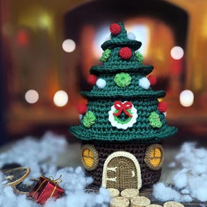 Weihnachtsbaum-Haus Candy Box / Amigurumi Häkelanleitung PDF / Muster in englischer Sprache