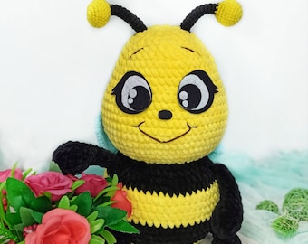 Plush Bee Crochet Pattern, Amigurumi Toy PDF, English Instructions