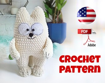Crochet Plush Cat Amigurumi Pattern, Easy Level (PDF Pattern)