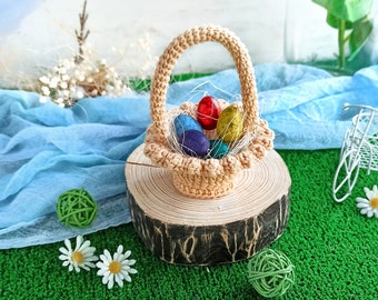 Crochet Easter Basket Pattern, Mini Easter Basket crochet, Pattern in English pdf