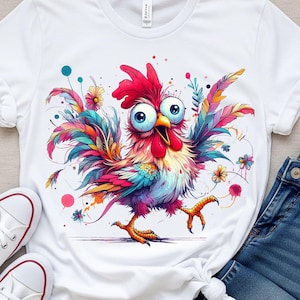 Funny Chicken PNG | Watercolor Farm Animal Sublimation | Digital Download for T-Shirts & Mugs