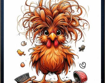 Crazy Chicken PNG | Funny Farm Animal Clipart (Digital Download)