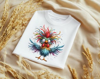 Colorful Crazy Chicken PNG | Whimsical Rooster Sublimation Design (Digital Download)