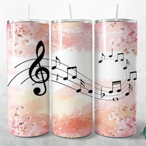 Musical Notes Skinny Tumbler - Instant Download PNG Design