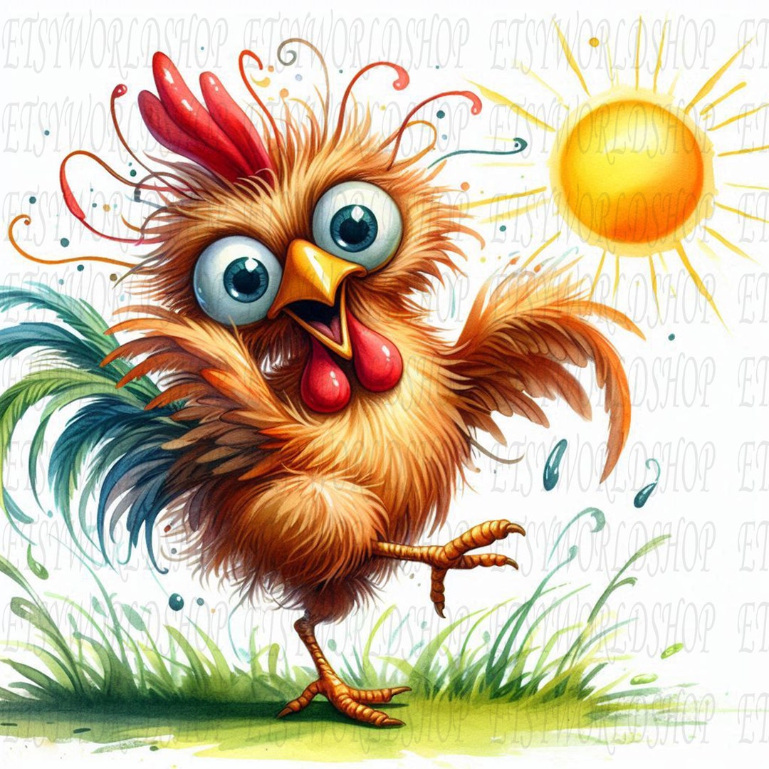 Crazy Chicken Png Sublimation Design,crazy Chicken Watercolor Graphic ...
