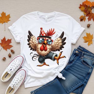 Funny Chicken PNG,Party Rooster Digital Download,Quirky Animal Sublimation Design,Clucking T-Shirt Art,Farm Animal Humor,Farmhouse Decor