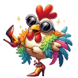 Funny Chicken Watercolor PNG:Sublimation Design (Digital Download)