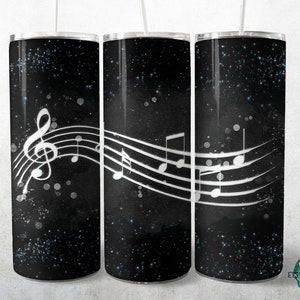 Musical Notes 20 oz Skinny Tumbler Design - Instant Download PNG