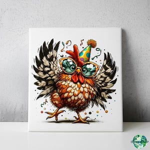 Funny Chicken PNG | Party Chicken Sublimation Clipart | Trendy Farm Animal Digital Design | Fun PNG File for T-Shirt