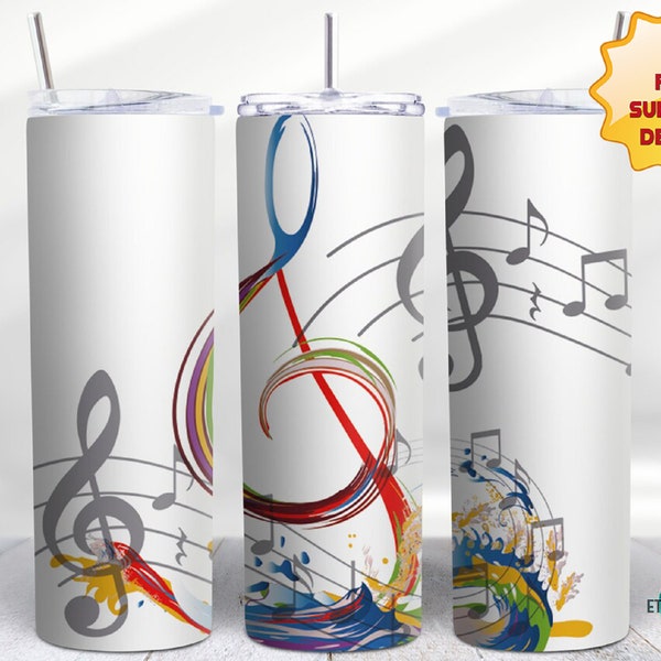 20 oz Skinny Tumbler, Music Tumbler Design , Musical Notes Tumbler ,Tumbler PNG Design,Instant Download, Music Tumbler, Skinny Design, Png