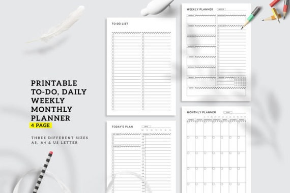 Daily Weekly Monthly Printable Planner Daily Weekly Monthly - Etsy