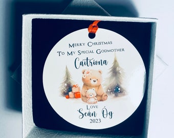 Personalised Christmas Ornament for Godmother| Christmas Ornament| Christmas Gift| Christmas Keepsakes|Christmas Ornament