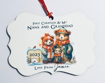 Personalised First Christmas as Nana and Granddad Ornament| Personalised Christmas Ornament|| Christmas Keepsake| Gift for Grandparents