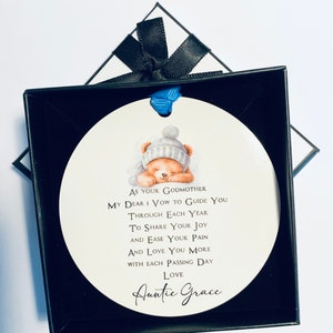 Personalised Christening/Baptism Gift Personalised Ornament Godchild Keepsakes Personalised Promise to Godchild Godson Gift zdjęcie 3