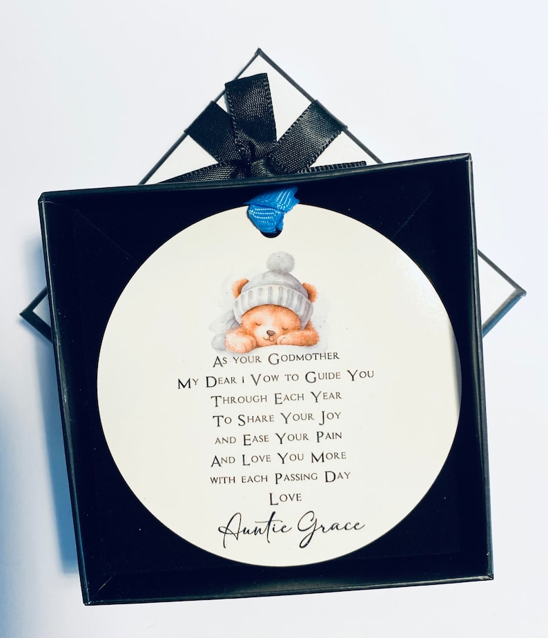 Personalised Christening/Baptism Gift Personalised Ornament Godchild Keepsakes Personalised Promise to Godchild Godson Gift zdjęcie 3