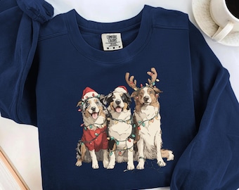 Australian Shepherd Christmas Sweatshirt Gift for Dog Mom, Aussie Christmas Shirt, Dog Lover Christmas Sweater Gift, Aussie Dog Mom Gifts