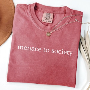 Menace To Society Shirt, Funny Quote Shirt, Unhinged Shirt, Funny Slogan Tee, Funny Mom Shirt, Funny Gag Gift Shirt, Feral Girl Shirt