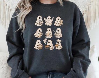 Ghost Bread Baking Sweatshirt | Cute Baking Ghost Crewneck | Sourdough Lover Ghost Shirt | Cottagecore Cozy Bread Making Sweater