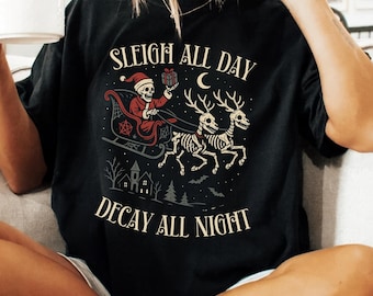 Skeleton Christmas Shirt Spooky Christmas Shirt, Gothic Christmas T-shirt, Halloween Christmas Sweater, Merry Creepmas Shirt
