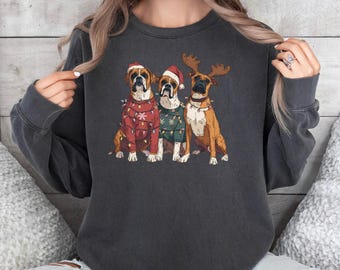 Boxer Christmas Sweatshirt, Cute Dog Christmas Shirt, Boxer Dog Mom Shirt, Gift for Dog Lover, Holiday Dog Owner Sweater, Xmas Dog Shirt Her