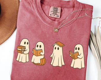 Ghost Book Shirt | Cute Reading Ghosts Tee | Funny Book Lover T Shirt | Halloween Bookish Gift | Dark Academia Reader Top