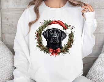 Black Lab Chirstmas Shirt, Christmas Black Lab Sweatshirt X-mas Labrador Retriever Shirt Xmas Dog Sweater Crewneck Black Lab Dog Mom Shirt