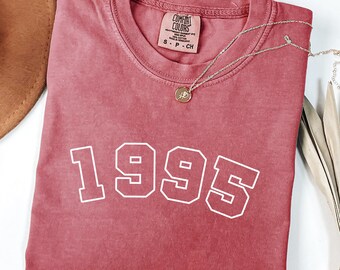 Comfort Color Birth Year shirt, Birthday T-shirts, Vintage Inspired Tshirt for Birthday, 1995 Shirt, 30th Birthday, Custom Birth Year Shirt