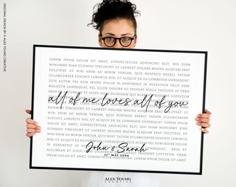 Sångposter, sångtextväggkonst, anpassad första dans för jubileumspresent, personlig ettårsjubileum, bröllopspresent utskrivbar, digital