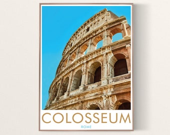 Cartel de Roma, Cartel de viaje, Impresión de Italia, Impresión de Roma, Impresión de maravillas del mundo, Impresión de viaje, Recuerdo de luna de miel, Impresión de vacaciones, Coliseo