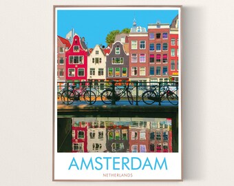 Amsterdam Minimalist Poster, Amsterdam  Travel Print, Netherlands Poster, Amsterdam Poster, Travel Poster, Travel Wall Art, Wedding Gift