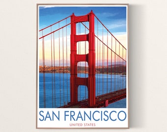 San Francisco Travel Print, Golden Gate Bridge, San Francisco Digital Print, Golden Gate Bridge,Travel Art Print,California Art,Wedding gift