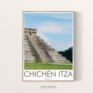 Chichen Itza Mexico Travel Print, Landmarks Print, Wonders of the world Poster, Chichén-Itzá, Travel Poster, Yucatan Wall Art, Home Decor