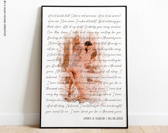 Song Lyrics Wall Art, First Dance Lyrics Art, 1st Year Anniversary Gift for Wife, Personalized Wedding Gift, Valentine's Day Gift For Him