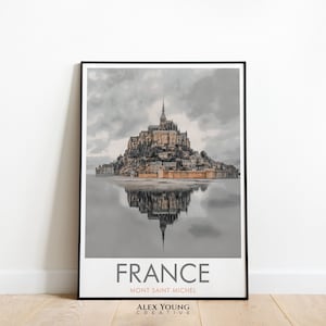 Mont Saint Michel Travel Print, France, Art Print, Travel Poster Wall Art, Mont Saint Michel France Print, Wall Art Poster, St Michel Print