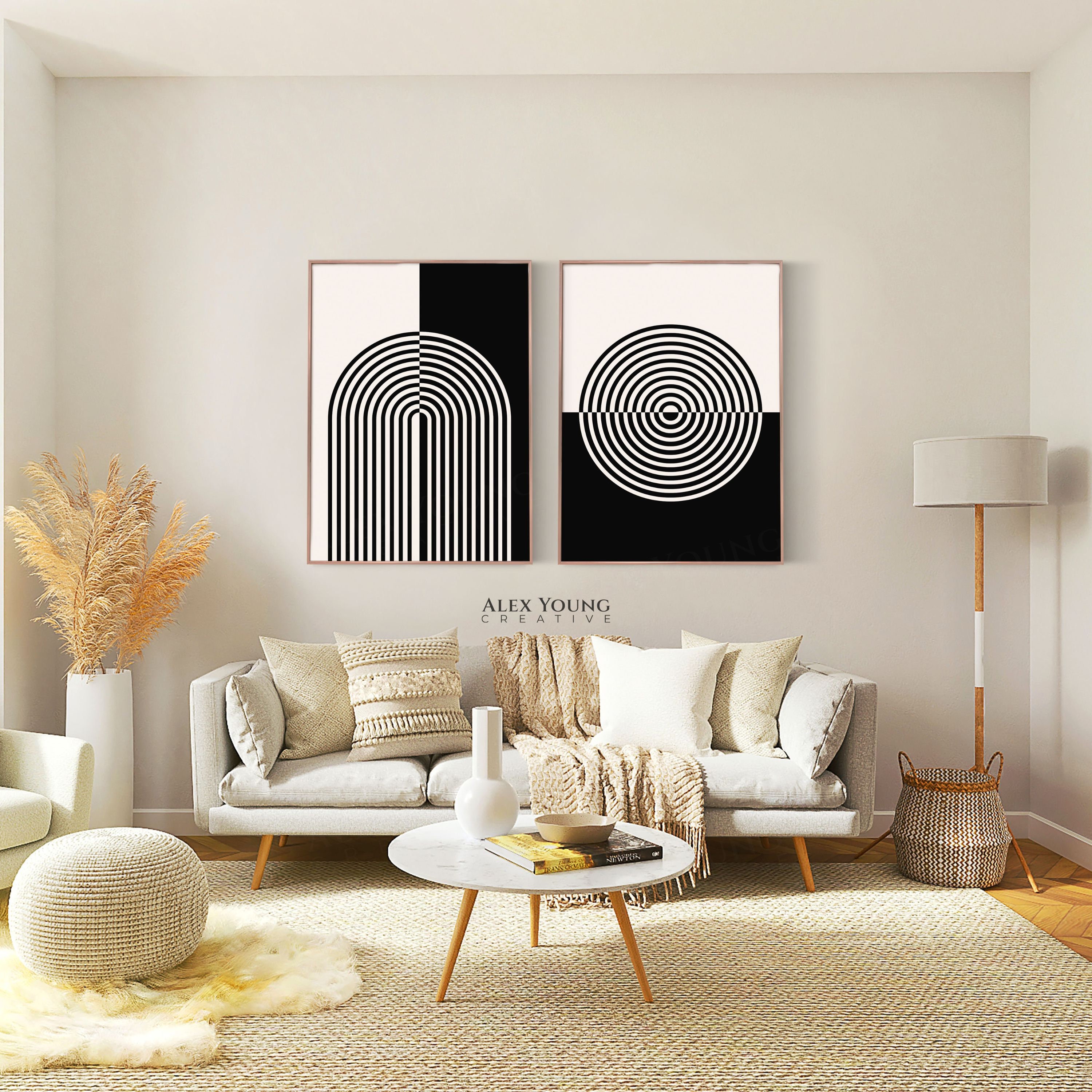 Geometric Arch Circle PRINTABLES Set of 2, Minimalist Black and White ...