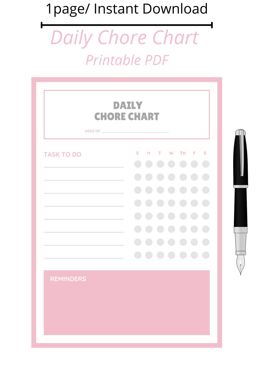Daily Chore Chart Printable, Productivity Planner, Daily to Do List ...