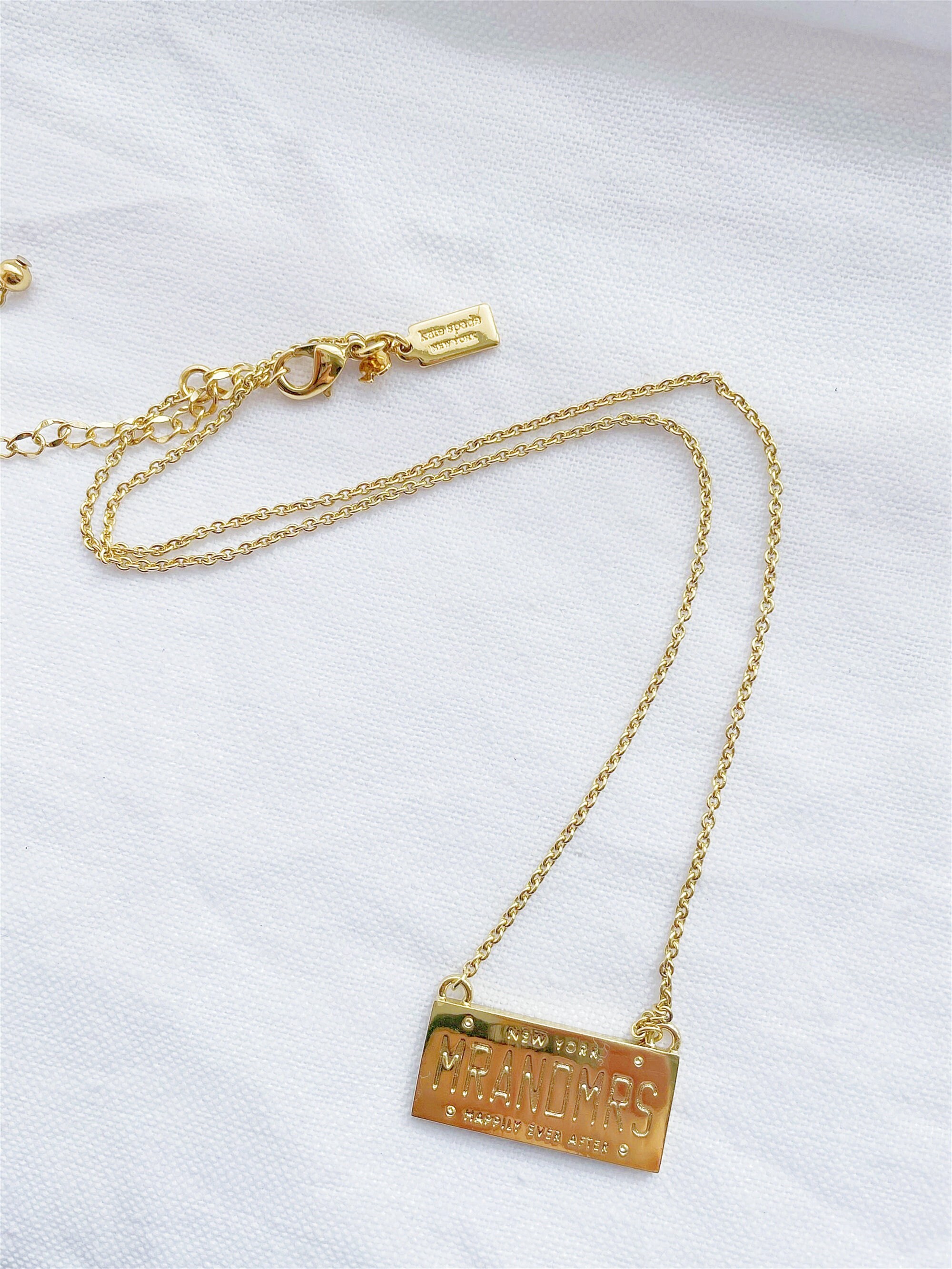 $128 Kate Spade White & Gold Chain Link Mod Moment Necklace tags &dustbag  