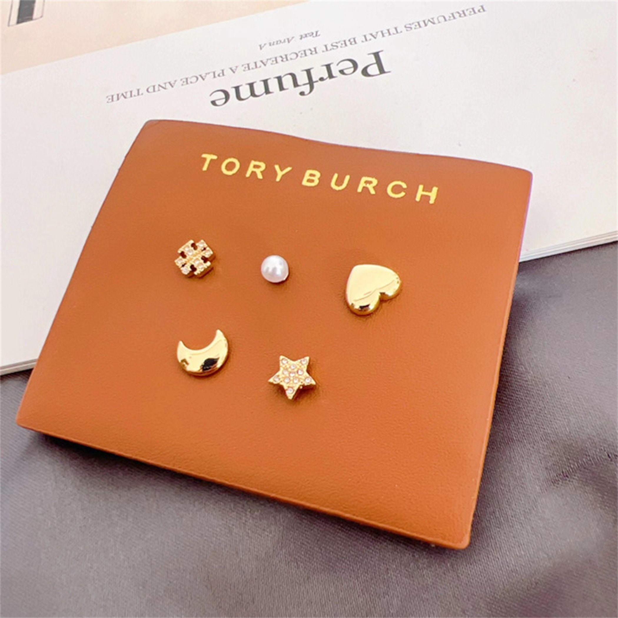 TORY BURCH Celestial Gold-tone Stud Earrings Set of Five - Etsy Ireland