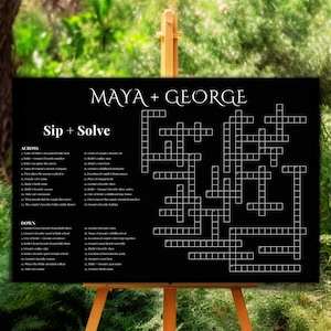 Custom Wedding Crossword Puzzle: Sip & Solve, Giant Size, White dry eraser (Digital Download)