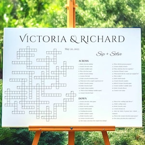 Custom Wedding Crossword Puzzle: Sip & Solve, Boho Minimalist (Digital Deliver)
