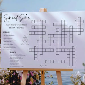 Custom Crossword Puzzle, Giant Crossword, Sip and Solve, Wedding Crossword, Extra Large Puzzle, Minimalist Crossword, Boho, Digital Deliver