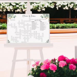 Custom Crossword Puzzle, Giant Crossword Puzzle, Sip & Solve Crossword Puzzle, Wedding Crossword, Greenery, Minimalist, Boho Digital Deliver