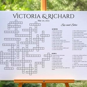 Custom Crossword Puzzle, Giant Crossword Puzzle, Sip & Solve Puzzle, Wedding Crossword, Extra Large Puzzle, Minimalist, Boho Digital Deliver