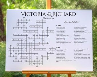 Custom Crossword Puzzle, Giant Crossword Puzzle, Sip & Solve Puzzle, Wedding Crossword, Extra Large Puzzle, Minimalist, Boho Digital Deliver