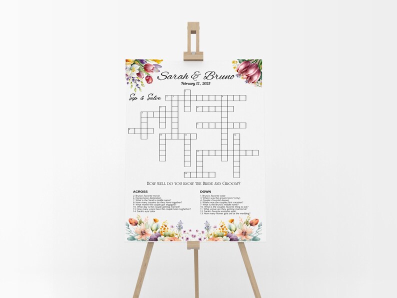 Custom Crossword Puzzle Giant Crossword Puzzle Sip And Solve Etsy
