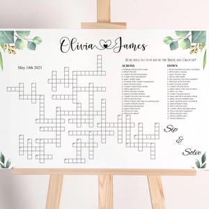 Custom Wedding Crossword Puzzle: Greenery, Boho, Minimalist (Digital Deliver)