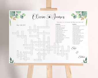 Custom Wedding Crossword Puzzle: Greenery, Boho, Minimalist (Digital Deliver)